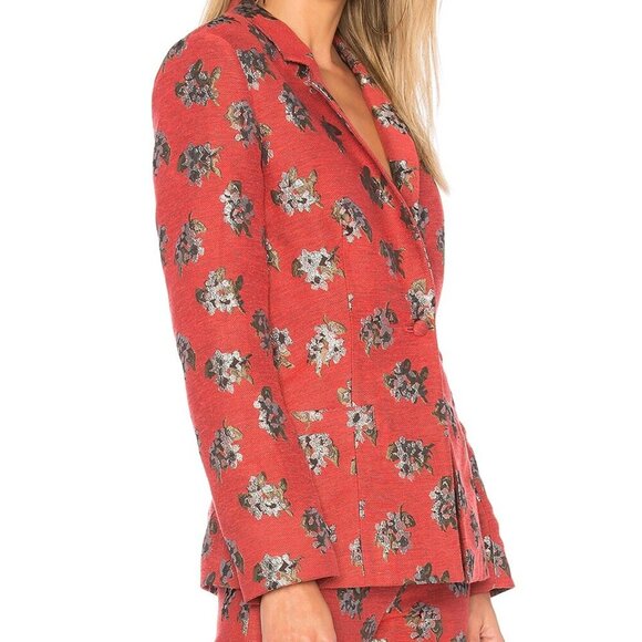 House of Harlow 1960 x Revolve Solange Red Metallic Floral Blazer Coat - Picture 3 of 9